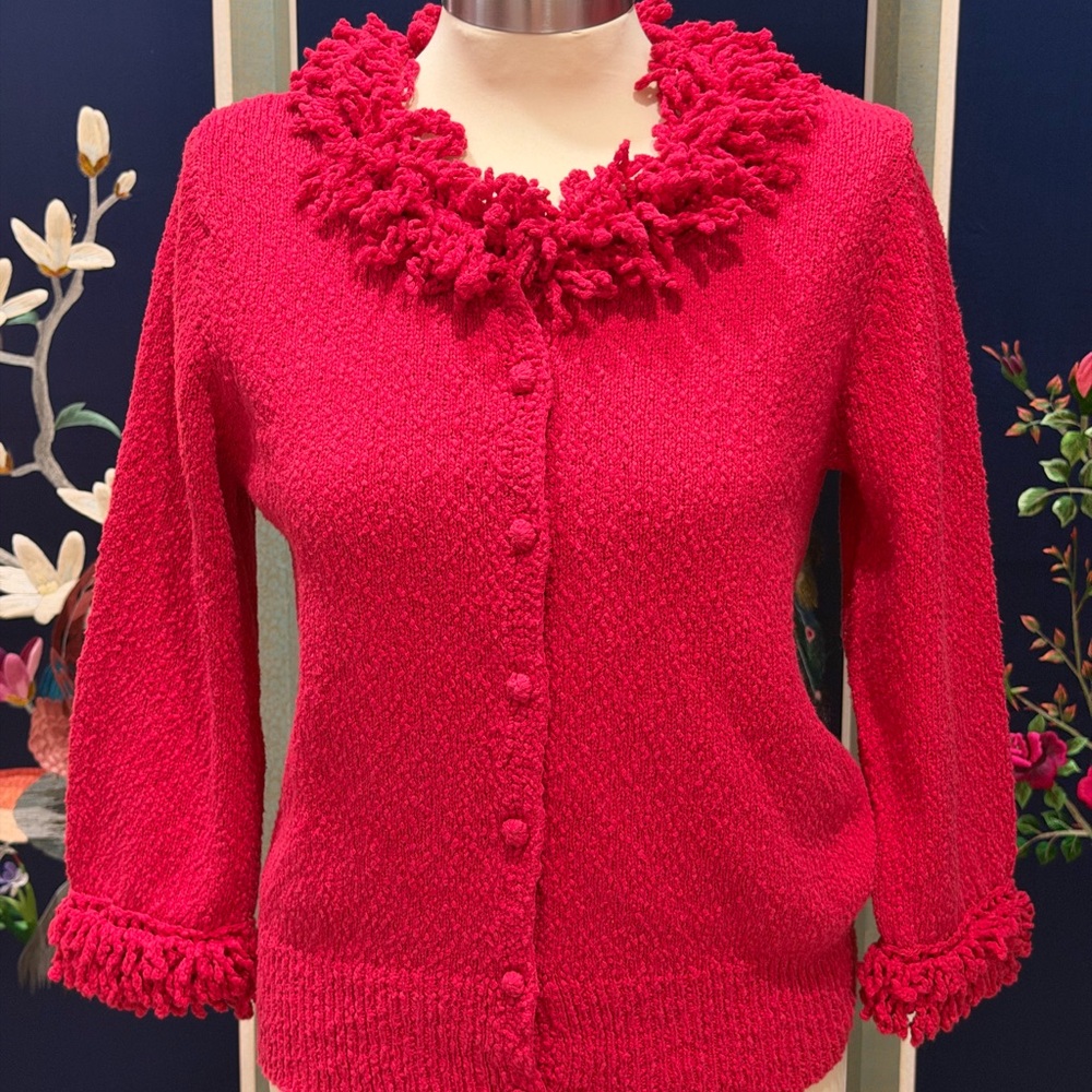 Coldwater Creek Textured Red Cardigan